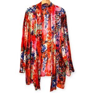 Life Style Women | 1X | Open Front Abstract Cardigan Kimono Top Coverup